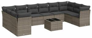 VidaXL Polyrattan Kerti Ülőgarnitúra - 11 részes - Szürke