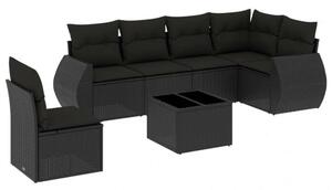 VidaXL Polyrattan Kerti Ülőgarnitúra - 7 részes - Fekete