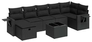 VidaXL 8 részes Polyrattan Kerti Ülőgarnitúra - Fekete