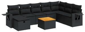 VidaXL Polyrattan Kerti Ülőgarnitúra - 9 részes - Fekete