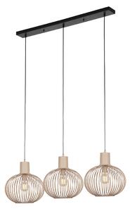 Moderne draad hanglamp zwart met beige 3-lichts - Gila