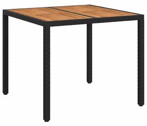 VidaXL Kerti Asztal Fekete 90 x 90 x 75 cm polirattan