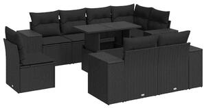 VidaXL Polyrattan Kerti Ülőgarnitúra - 9 részes - Fekete