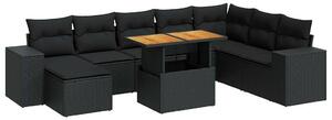 VidaXL 9 részes Polyrattan Kerti Ülőgarnitúra - Fekete