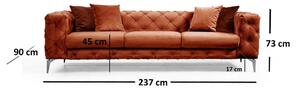 Narancssárga bársony kanapé 237 cm Como – Artie