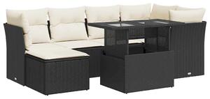 VidaXL Polyrattan Kerti Ülőgarnitúra - 7 részes - Fekete