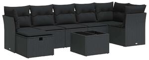 VidaXL 8 részes fekete polyrattan kerti garnitúra