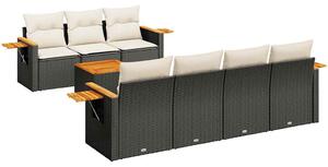 VidaXL Polyrattan Kerti Ülőgarnitúra - 8 részes - Fekete