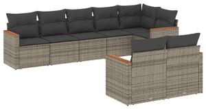VidaXL Polyrattan Kerti Ülőgarnitúra - 8 részes - Szürke