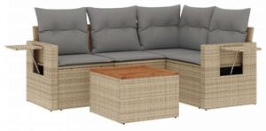 VidaXL Polyrattan Kerti Ülőgarnitúra - 5 részes, Bézs