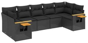 VidaXL Polyrattan Kerti Ülőgarnitúra - 7 részes - Fekete