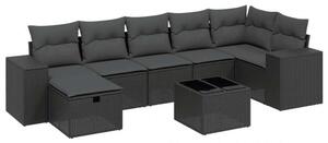VidaXL Polyrattan Kerti Ülőgarnitúra - 8 részes - Fekete