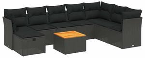 VidaXL Polyrattan Kerti Ülőgarnitúra - 9 részes - Fekete