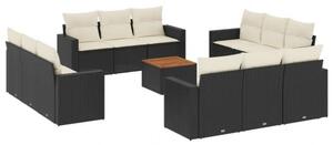 VidaXL Polyrattan Kerti Ülőgarnitúra - 13 részes - Fekete