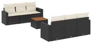 VidaXL Polyrattan Kerti Ülőgarnitúra - 7 részes - Fekete