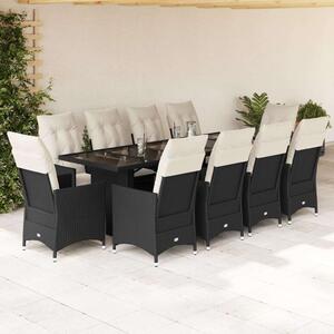 VidaXL - 11 Részes Polyrattan Kerti Bútorgarnitúra - Fekete
