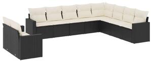 VidaXL Polyrattan Kerti Ülőgarnitúra - 10 részes - Fekete