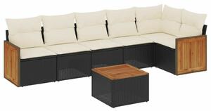 VidaXL 7 részes Kerti Ülőgarnitúra - Fekete Polyrattan