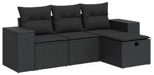 VidaXL Polyrattan Kerti Ülőgarnitúra - 4 részes - Fekete