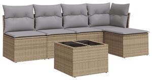 VidaXL Polyrattan Kerti Ülőgarnitúra - 6 részes - Bézs
