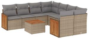 VidaXL Polyrattan Kerti Ülőgarnitúra - 9 részes - Bézs