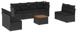 VidaXL Kerti Ülőgarnitúra - 9 részes - Fekete Polyrattan