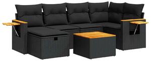VidaXL Polyrattan Kerti Ülőgarnitúra - 7 részes - Fekete