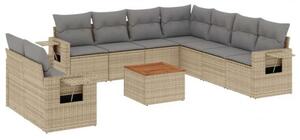 VidaXL Polyrattan Kerti Ülőgarnitúra - 10 részes, Bézs