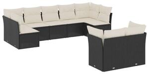 VidaXL Polyrattan Kerti Ülőgarnitúra - 9 részes - Fekete