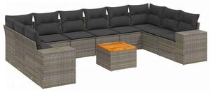 VidaXL Polyrattan Kerti Ülőgarnitúra - 11 részes - Szürke