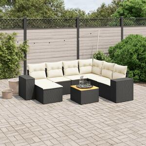 Polyrattan Kerti Ülőgarnitúra - 8 részes - Fekete