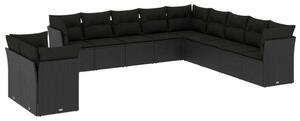VidaXL Polyrattan Kerti Ülőgarnitúra - 11 részes - Fekete