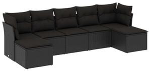 VidaXL Polyrattan Kerti Ülőgarnitúra - 7 részes - Fekete