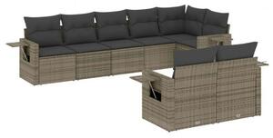 Polyrattan Kerti Ülőgarnitúra - Szürke - 8 részes
