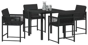 Kert étkező szett 5 pcs Fekete polirattan