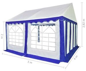 VidaXL kék és fehér PVC kerti pavilon 3 x 4 m
