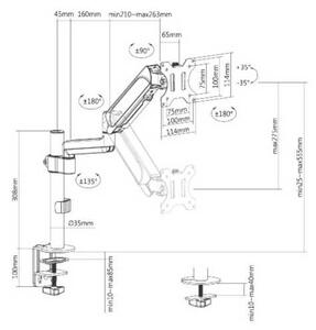 Brateck LDT48-C012 monitor tartó, 1 kar, fekete