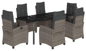 VidaXL Polyrattan Kerti Étkezőgarnitúra - 7 részes - Szürke