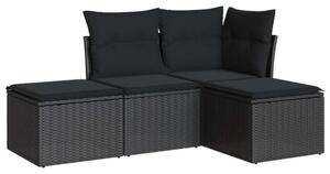 VidaXL Polyrattan Kerti Ülőgarnitúra - 4 részes - Fekete
