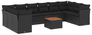 VidaXL Polyrattan Kerti Ülőgarnitúra - 11 részes - Fekete