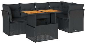 VidaXL Polyrattan Kerti Ülőgarnitúra - 6 részes - Fekete