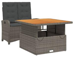 VidaXL 2 darabos kerti bútor szett párnákkal, szürke, polyrattan