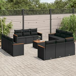 VidaXL Polyrattan Kerti Ülőgarnitúra - 13 részes - Fekete