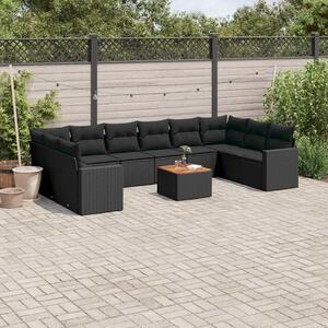 VidaXL Polyrattan Kerti Ülőgarnitúra - 11 részes - Fekete