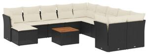 VidaXL Polyrattan Kerti Ülőgarnitúra - 12 részes - Fekete