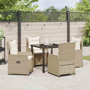 Kert étkező szett 5 pcs Beige és Világosszürke polirattan
