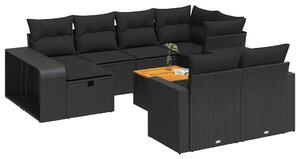 VidaXL Polyrattan Kerti Ülőgarnitúra - 11 részes - Fekete