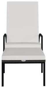 VidaXL Napozóágy - Barna Polyrattan - Lábtartóval - 195cm