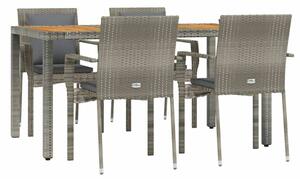 Polyrattan Kerti Étkezőgarnitúra - 5 részes - Szürke