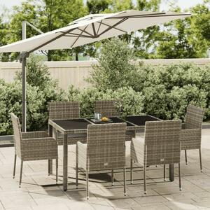 Polyrattan Kerti Étkezőgarnitúra - 7 részes - Szürke
